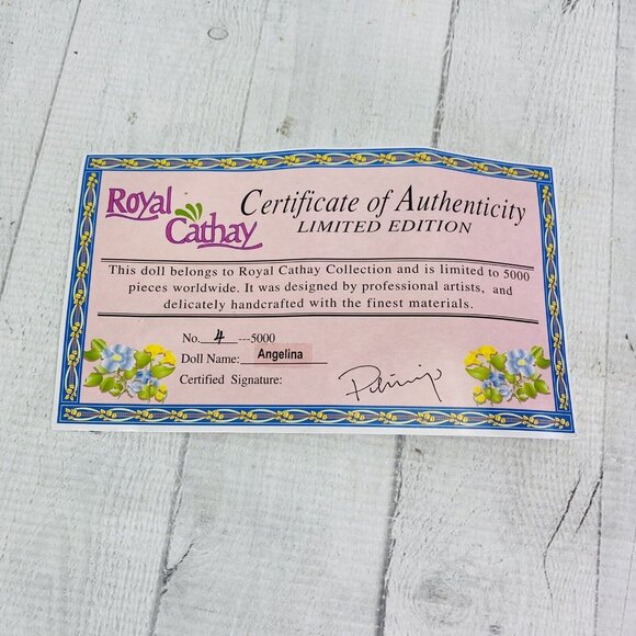 Royal Cathay ANGELINA Brown Eyes 20" Tall Limited Edition 4/5000 Porcelain Doll - Picture 6 of 11